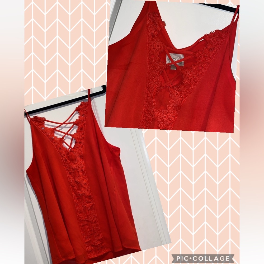 ✨ Crochet Chiffon Lace Up Tank ✨